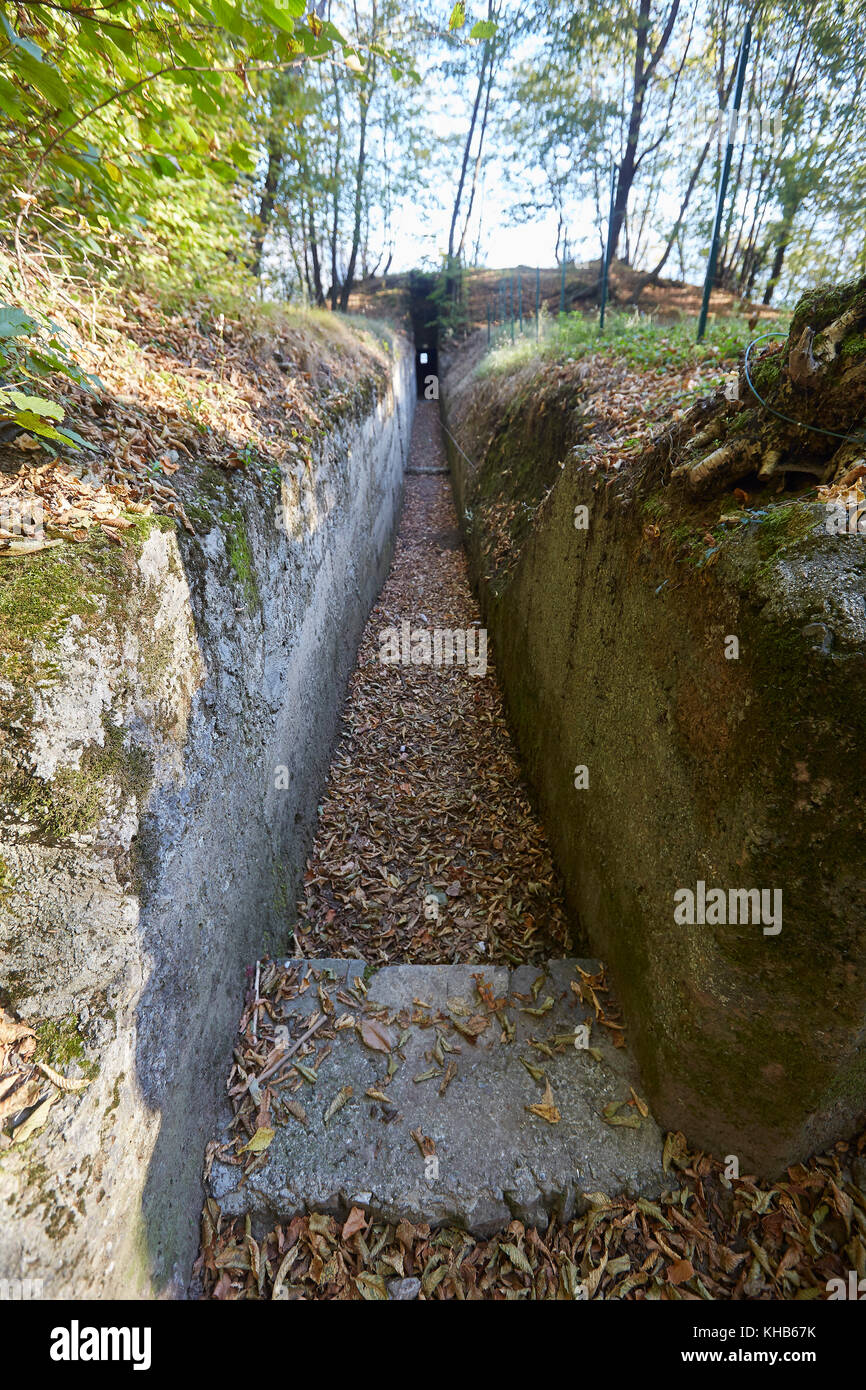 Remains of the Cadorna Line (Linea Cadorna), Belvederala la Crocetta, Croce, above Menaggio, Lake Como, Lago di Como, Province of Lecco Lombardy, Ital Stock Photo