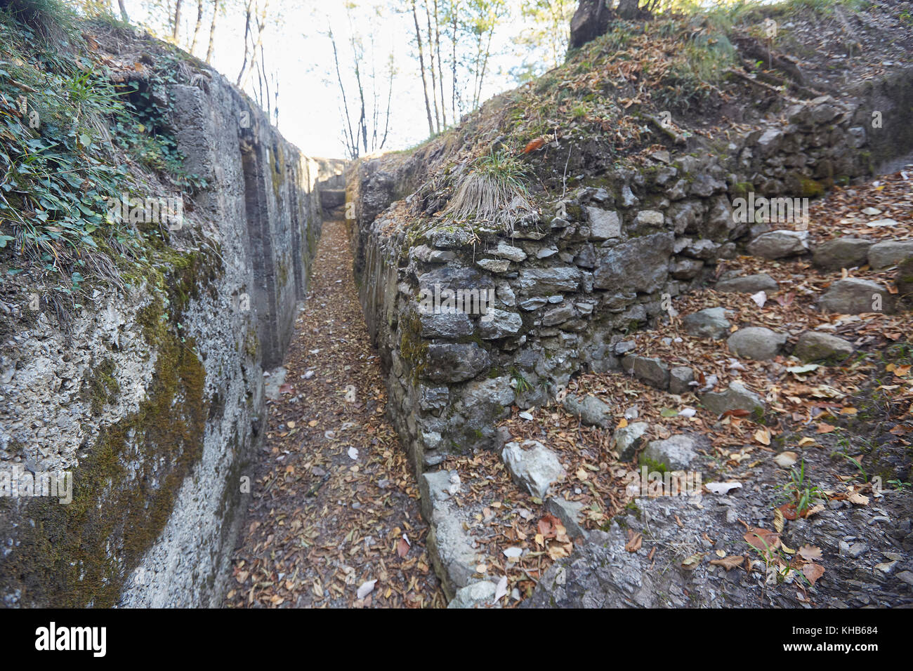 Remains of the Cadorna Line (Linea Cadorna), Belvederala la Crocetta, Croce, above Menaggio, Lake Como, Lago di Como, Province of Lecco Lombardy, Ital Stock Photo