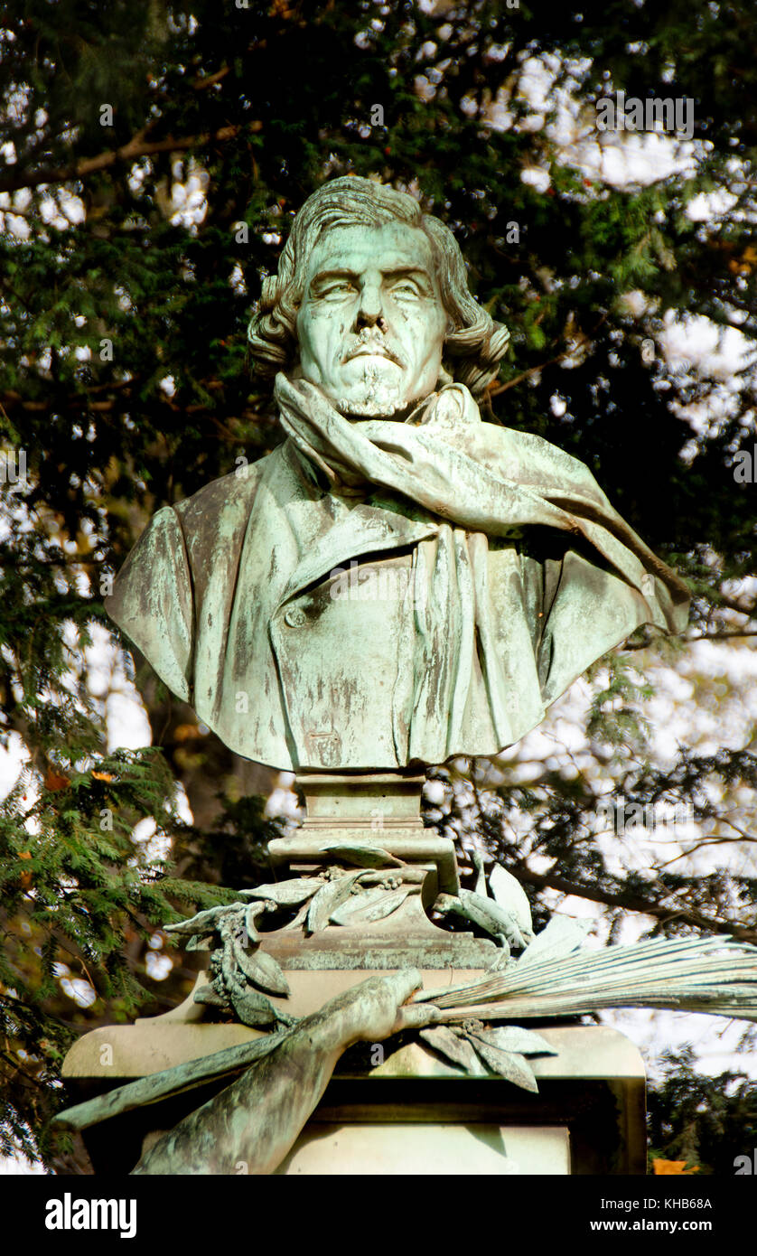 Paris, France. Jardin de Luxembourg (6th Arr) bust of (Ferdinand Victor) Eugène Delacroix (1798-1863) Stock Photo