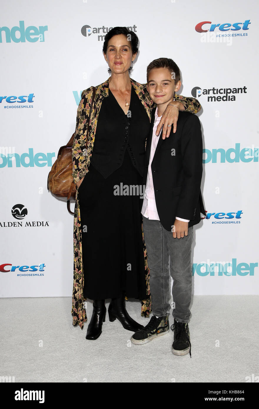 Westwood, Ca. 14th Nov, 2017. CarrieAnne Moss, Jaden Roy, at Premiere