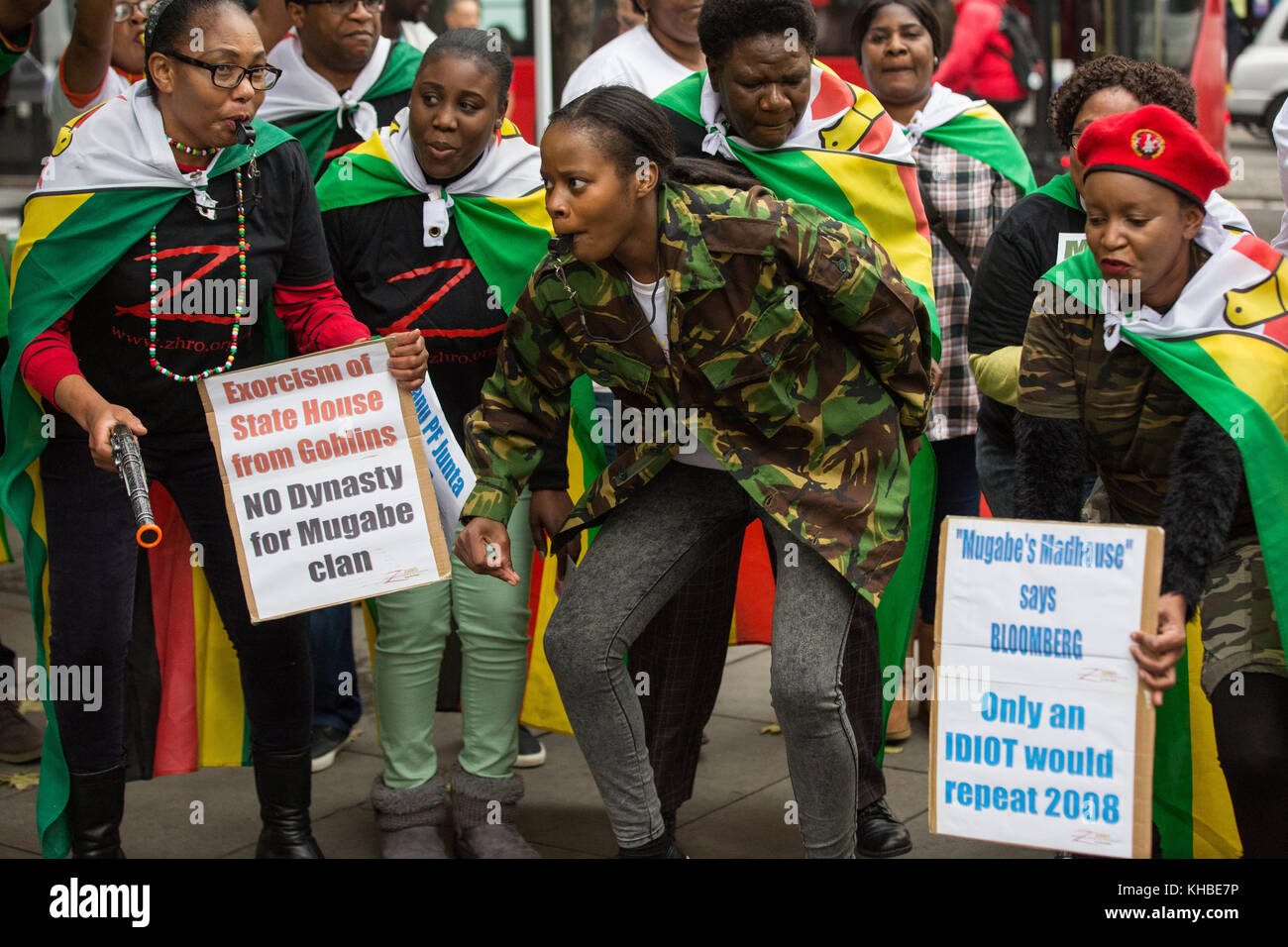 London, UK. 15th Nov, 2017. The Zimbabwean community celebrates outside