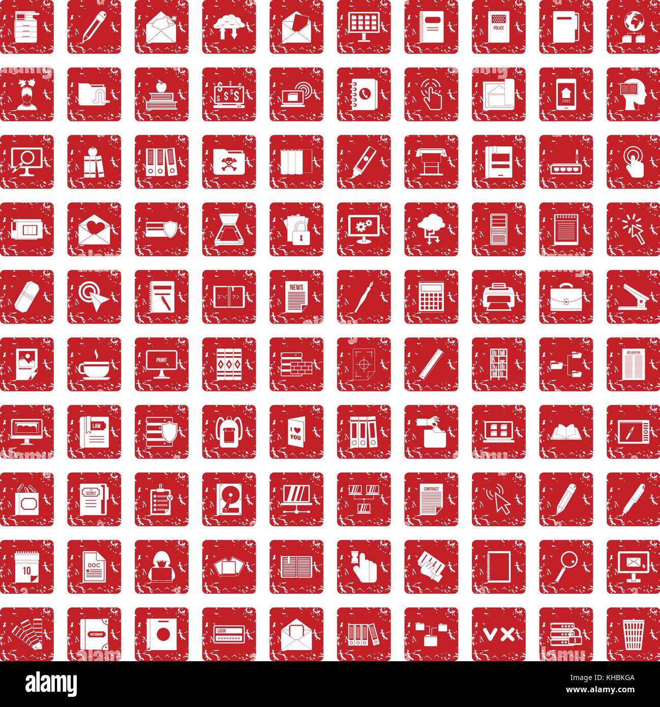 100 folder icons set grunge red Stock Vector Image & Art - Alamy