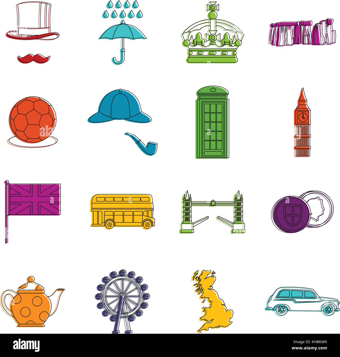 Great Britain set , outline style Stock Vector Image &amp; Art - Alamy