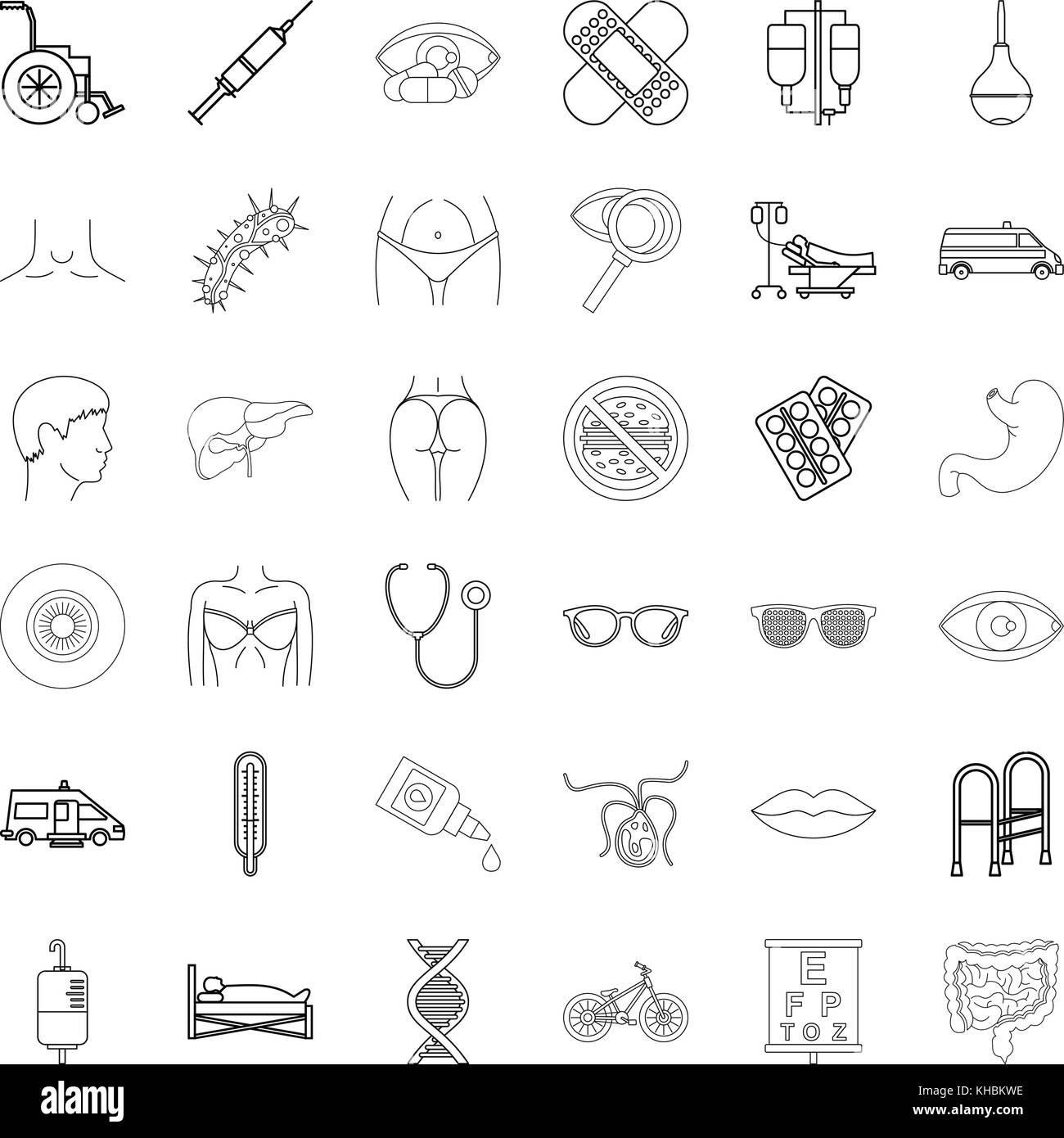 Bacteria icons set, outline style Stock Vector Image & Art - Alamy