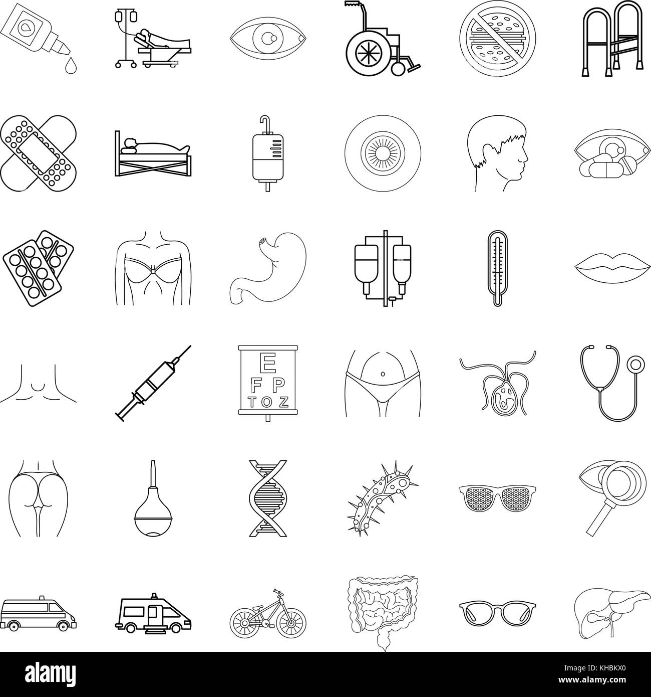 Hospital icons set, outline style Stock Vector Image & Art - Alamy