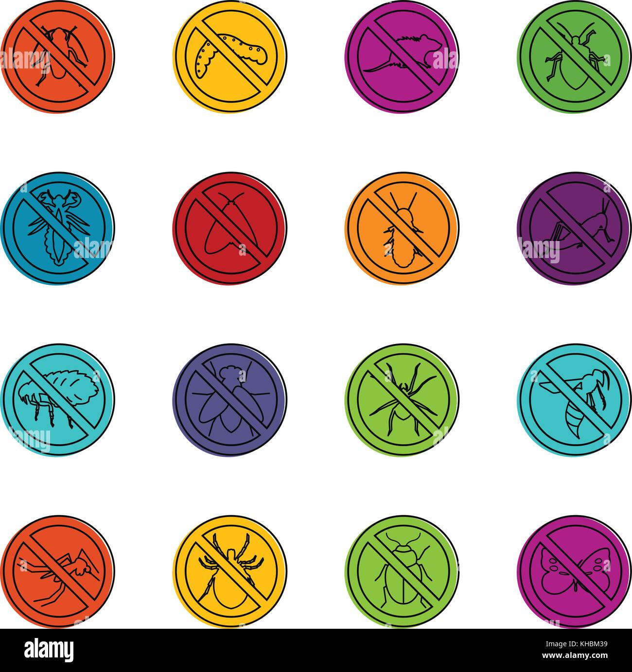 No insect sign icons doodle set Stock Vector Image & Art - Alamy