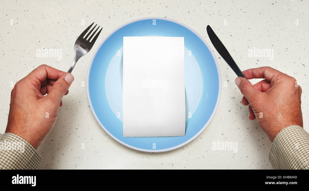 empty white blank for copy space on plate of consumer Stock Photo