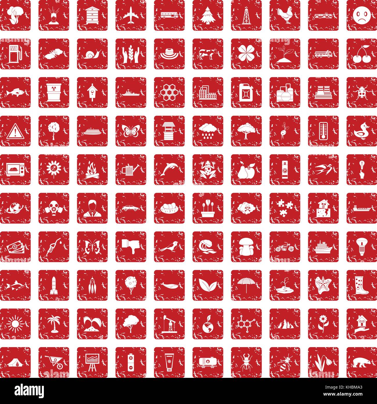 100 global warming icons set grunge red Stock Vector Image & Art - Alamy
