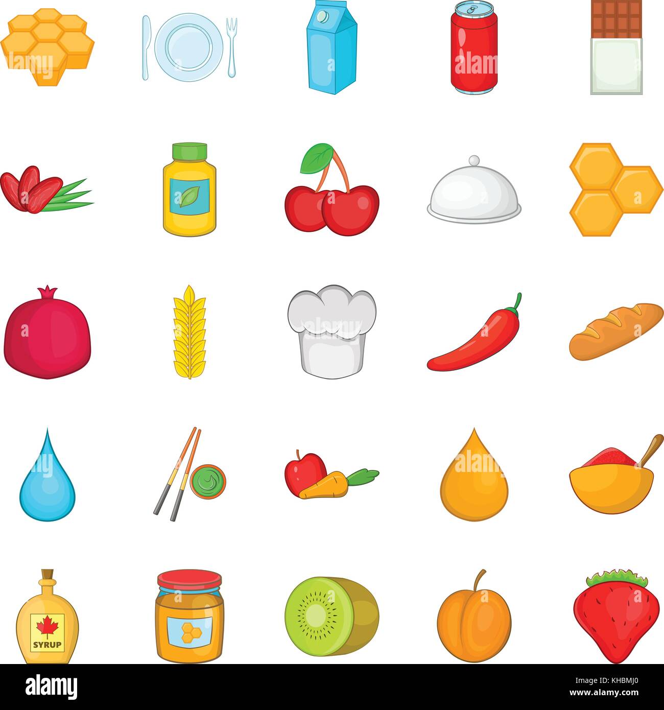 Vegetarian cuisine icons set, cartoon style Stock Vector Image & Art ...