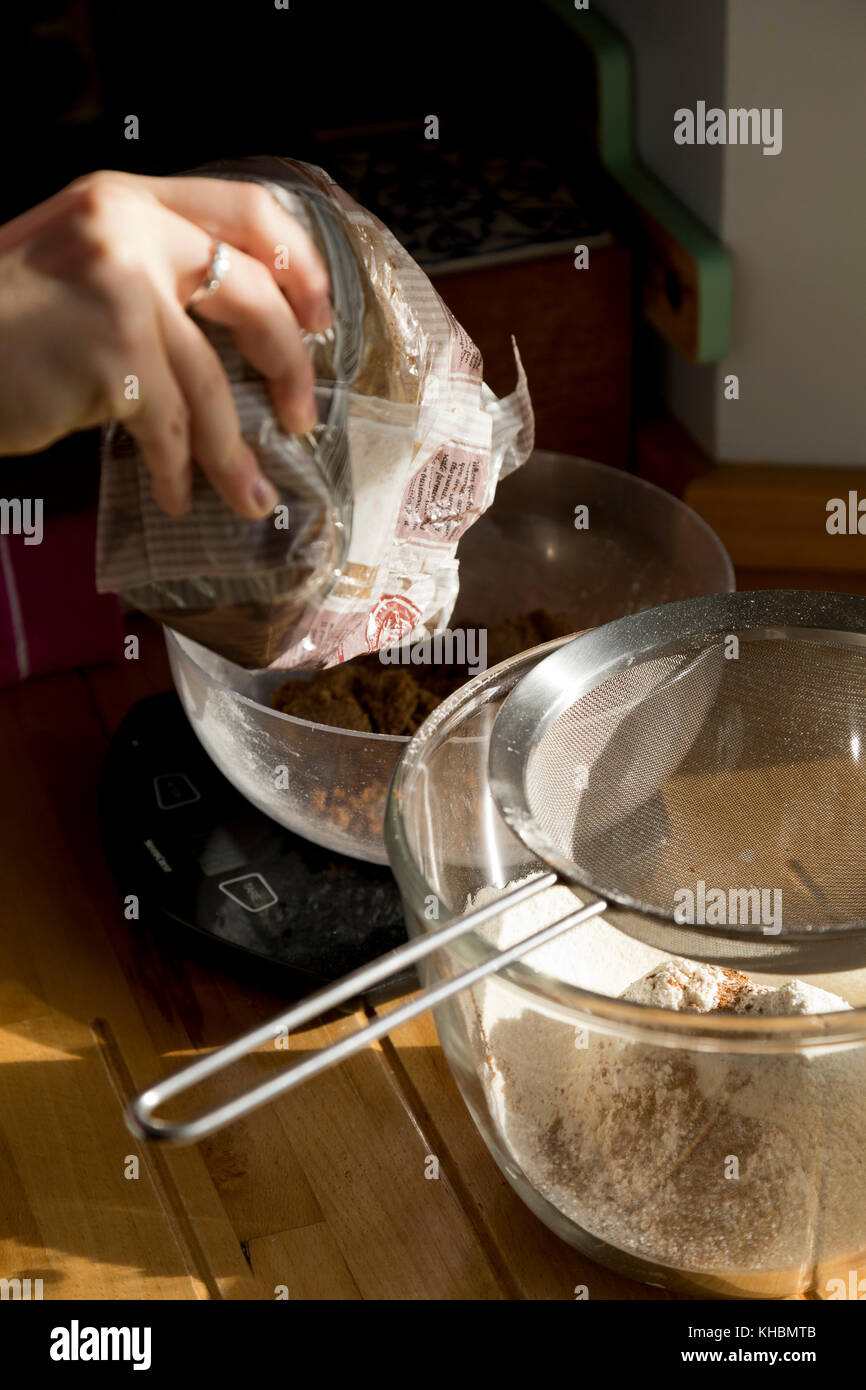 Using scales during home baking Stock Photo