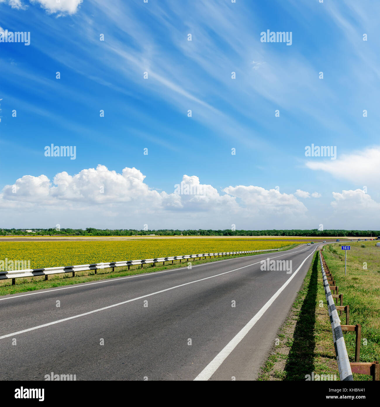 asphalt road to cloudy horizon Stock Photo - Alamy
