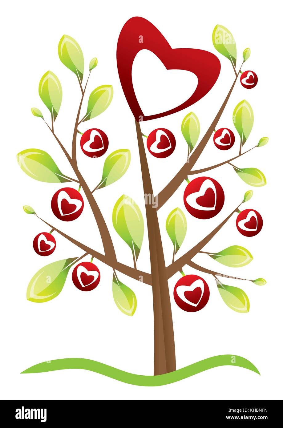 valentine's day tree with leafs - vector illustration Stock Vector ...