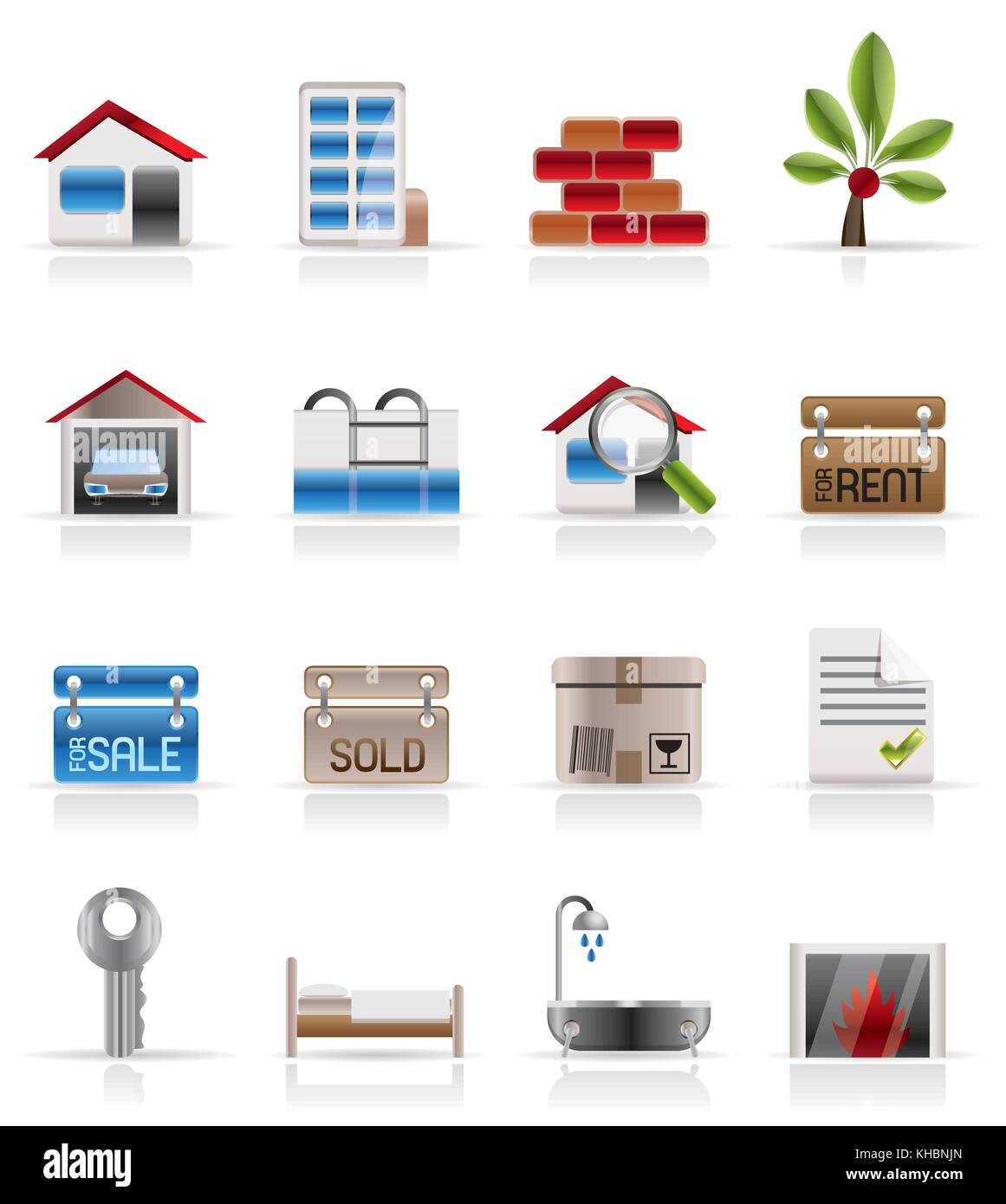 Realistic Real Estate icons - Vector Icon Set Stock Vector Image & Art ...