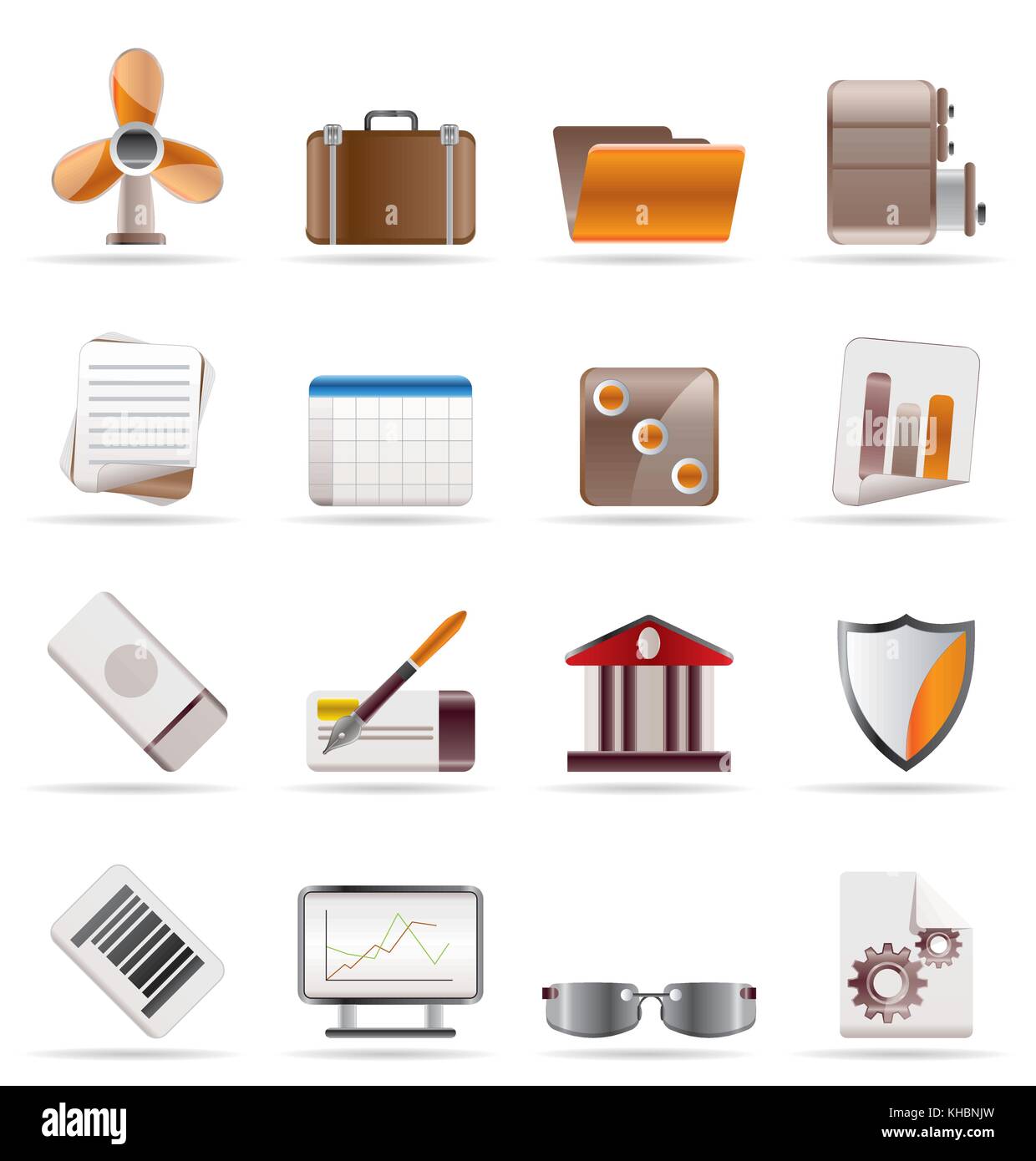 Realistic Business and Office Icons - Vector Icon Set 2 Stock Vector ...