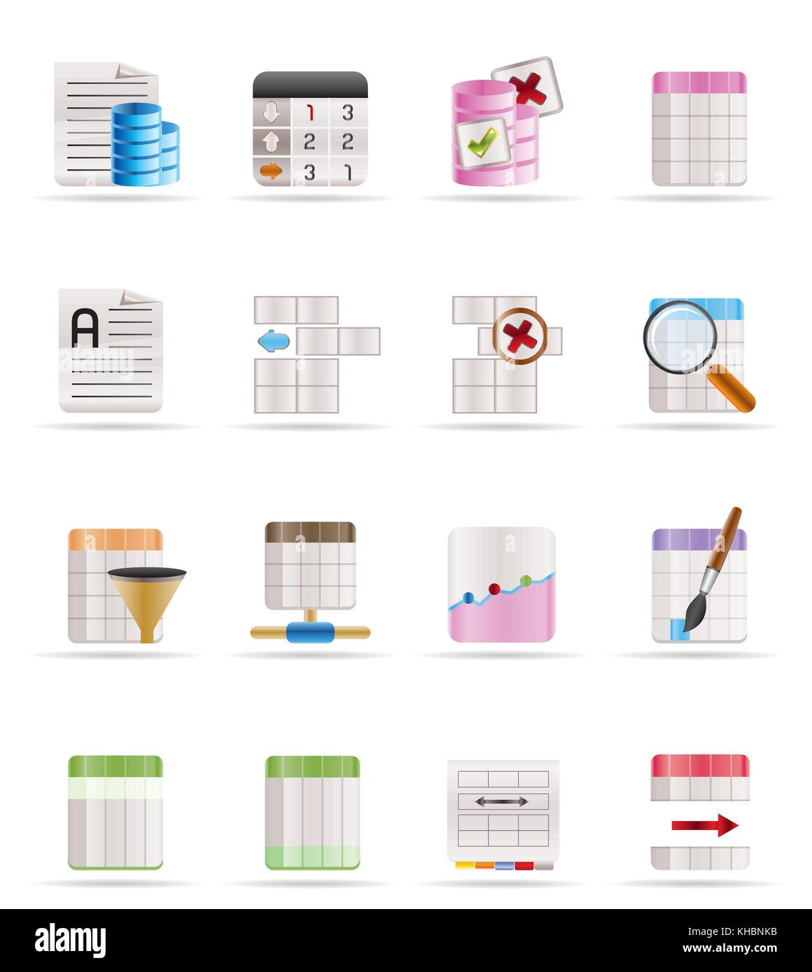 Database and Table Formatting Icons - Vector Icon Set Stock Vector