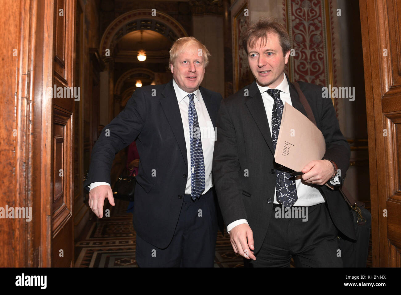 Foreign Secretary Boris Johnson meets with Richard Ratcliffe, the husband of Nazanin Zaghari Ratcliffe who is detained in Iran, at the Foreign & Commonwealth Office in London. Stock Photo