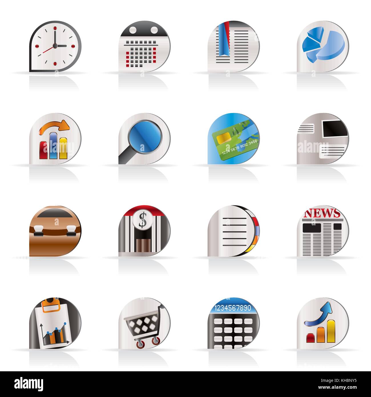 Business and Office Realistic Internet Icons - Vector Icon Set 3 Stock ...