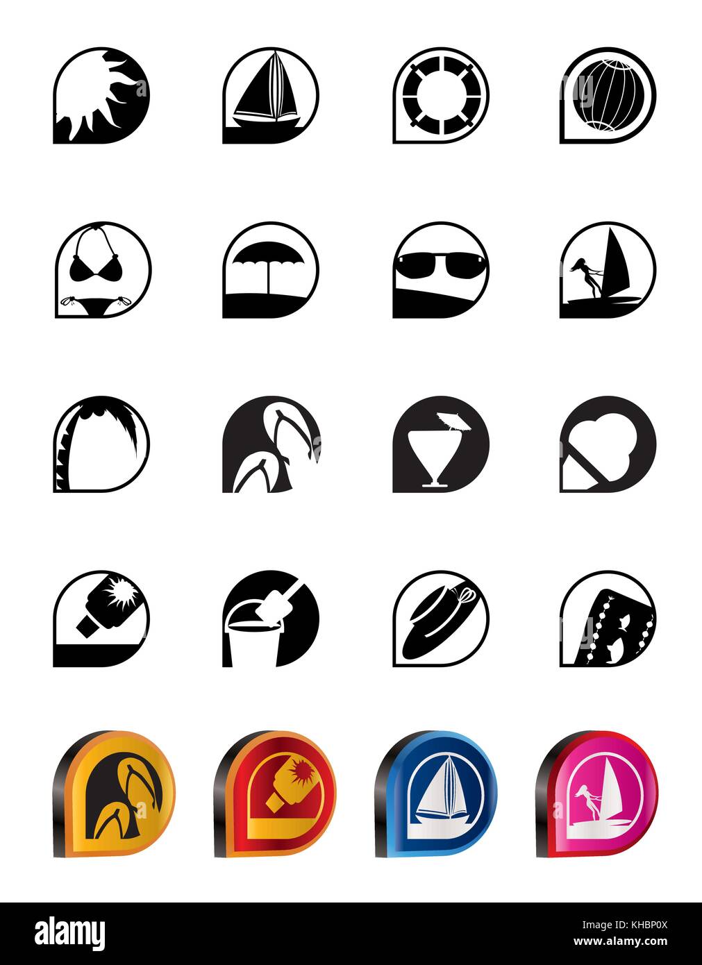Simple Summer and Holiday Icons - Vector Icon Set Stock Vector Image ...