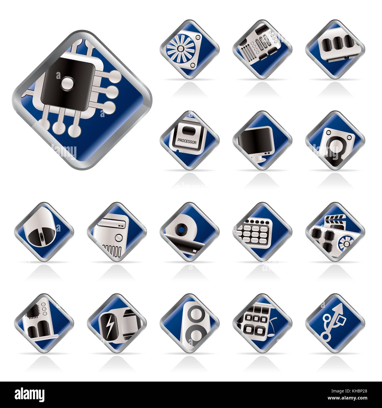 Computer performance and equipment icons - vector icon set Stock Vector ...