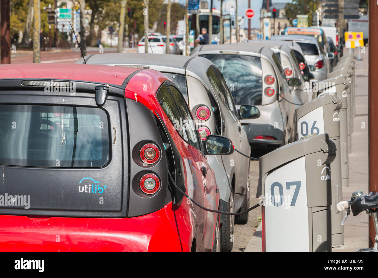 VERSAILLES, FRANCE October 09, 2017 AUTOLIB car parked and
