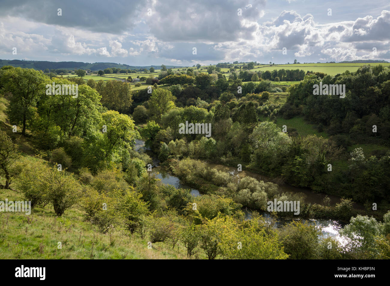 Lathkill Dale from Over Haddon looking towards Youlgrave, Peak District National Park, Derbyshire Stock Photo