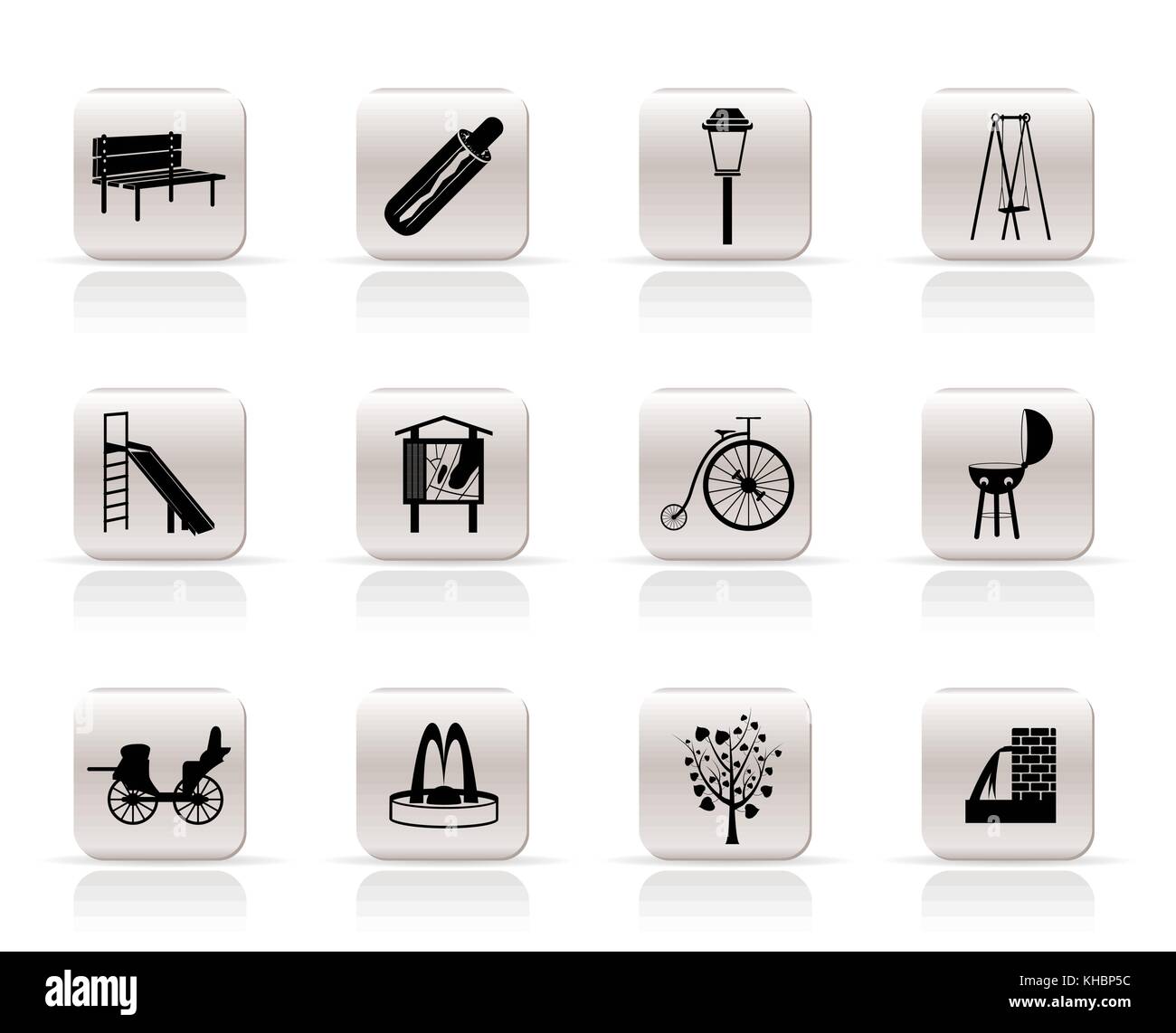 Park objects and signs icon - vector icon set Stock Vector