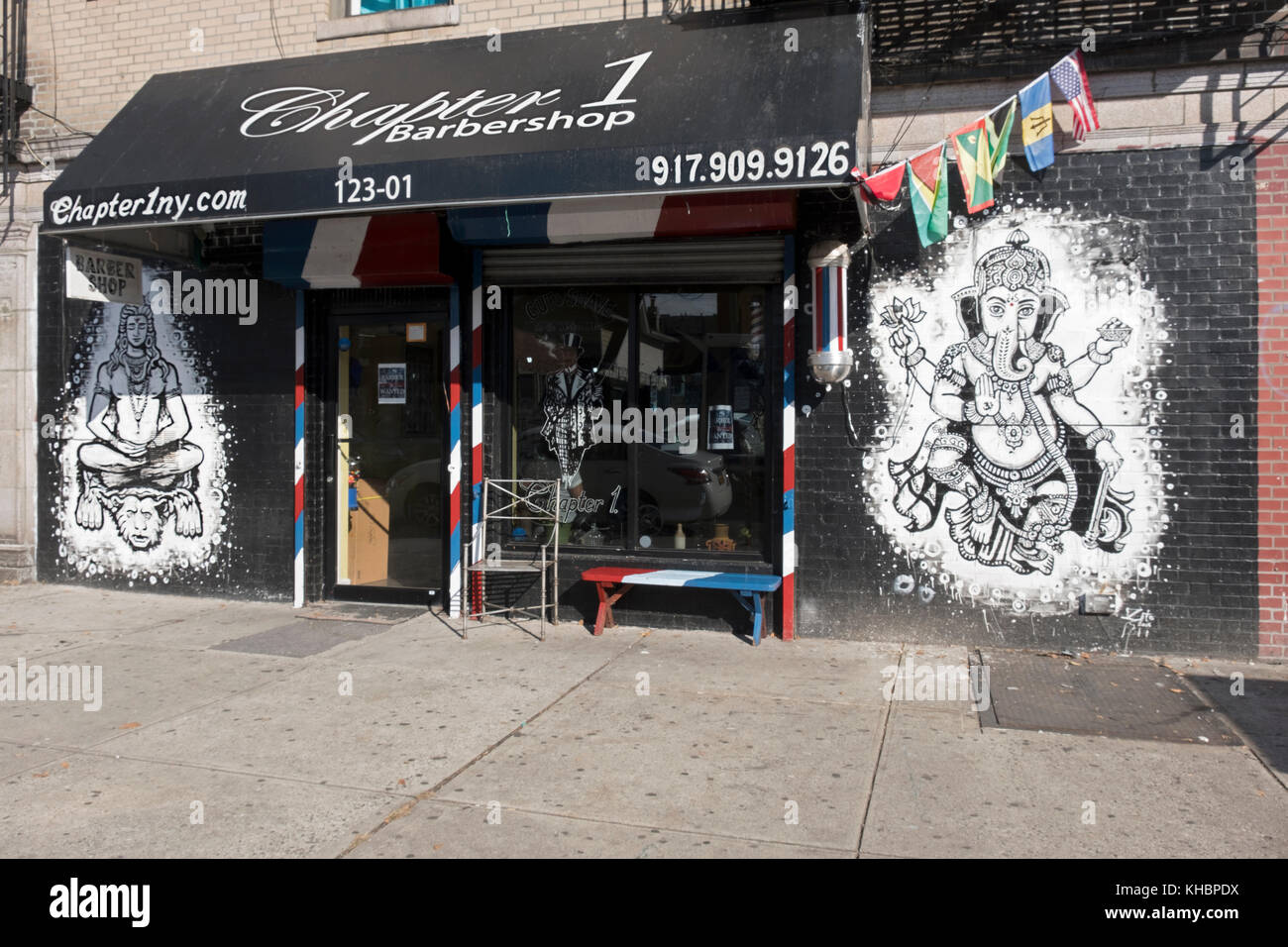 The Chapter 1 Barbershop off Libery Avenue in Richmond Hill Queens, New York Stock Photo