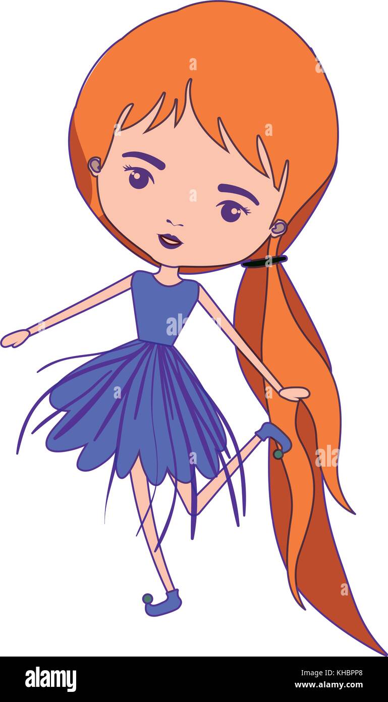 Girly Fairy With Wings And Redhead With Pigtail And Purple Dress