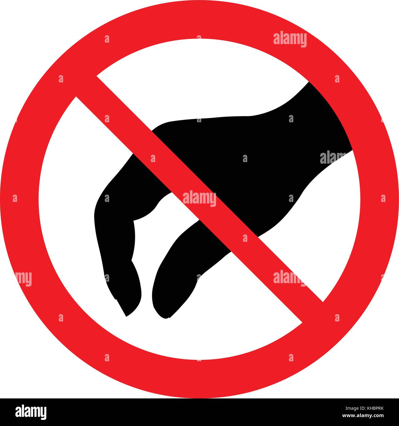 Do not touch, prohibition sign with black hand illustration. Isolated