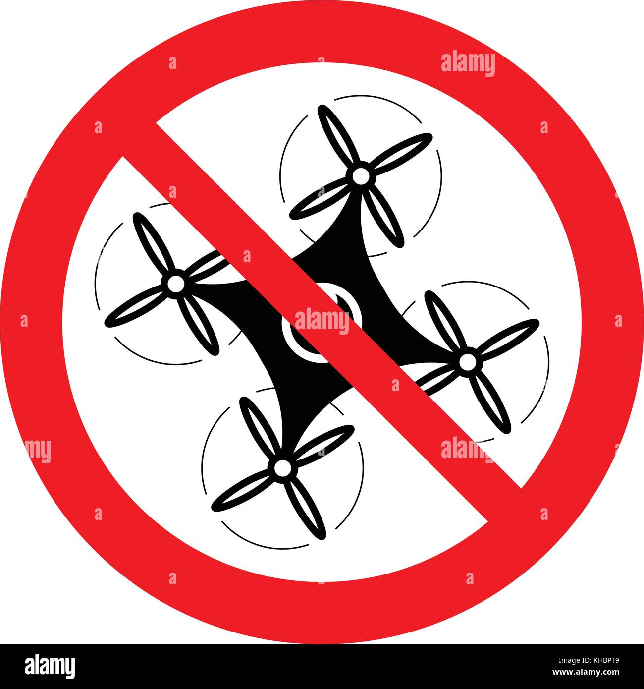 No drones sign. Drone prohibited area sign, vector illustration. Stock Vector
