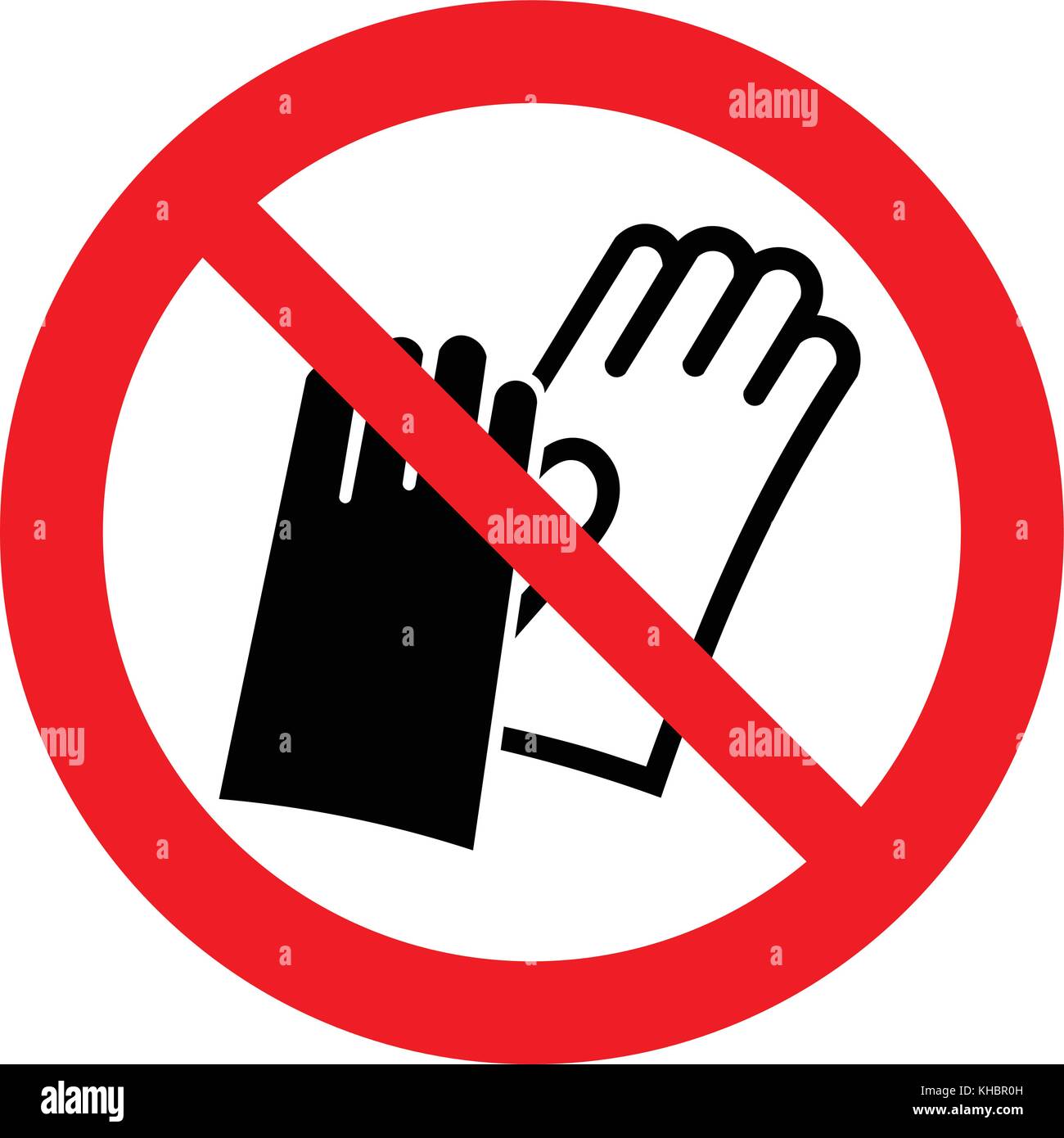Do not wear gloves, no gloves, prohibition sign, vector illustration