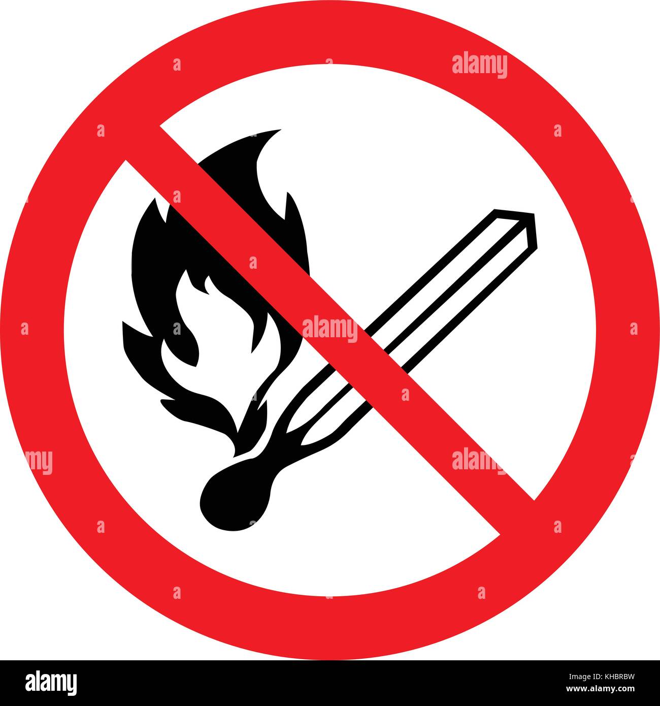 No open flame sign. No fire, No access with open flame, prohibition