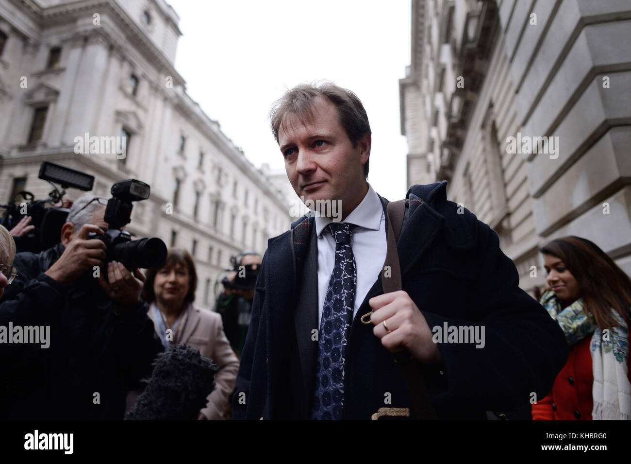 Richard Ratcliffe, the husband of Nazanin Zaghari Ratcliffe, who is being detained in Iran, leaves after a meeting with Foreign Secretary Boris Johnson at the Foreign & Commonwealth Office in London. Stock Photo