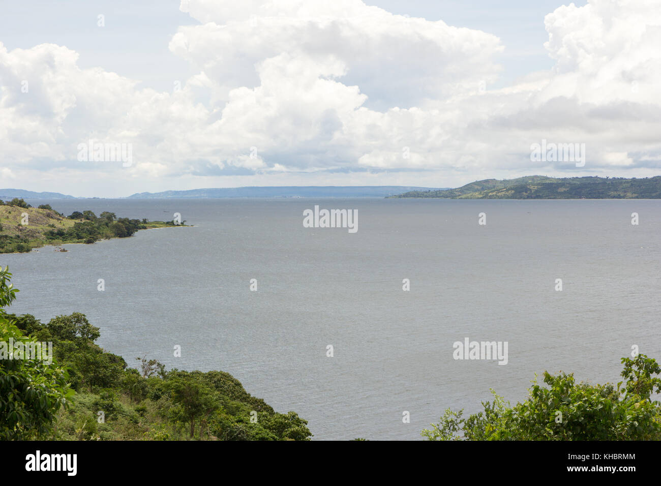 Lake Victoria visible from the little village of Busagazi in Uganda, Africa. Stock Photo