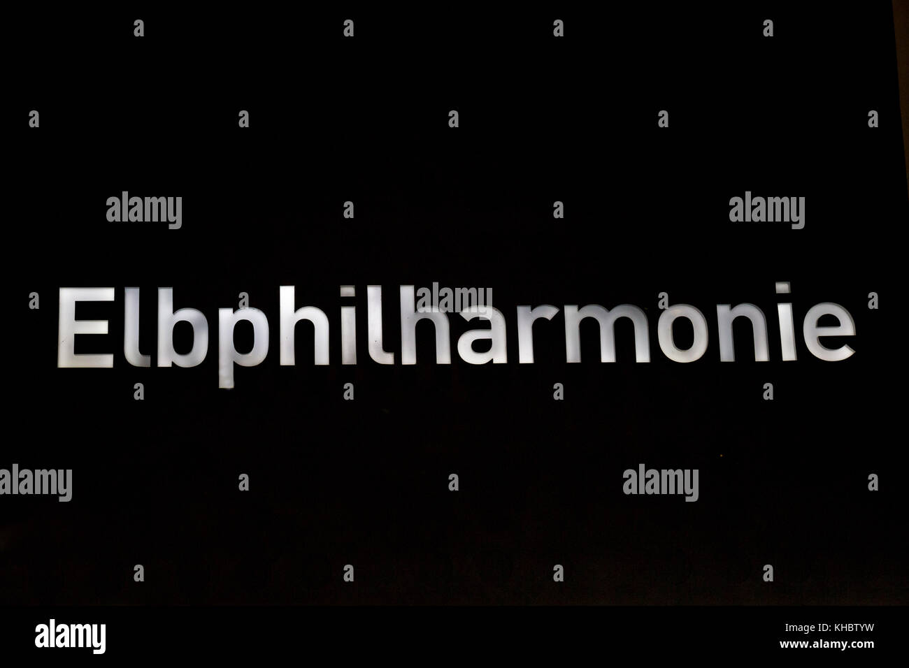 Hamburg, Germany – August 14, 2017: Luminous Sign of Elbphilharmonie, Europe Stock Photo