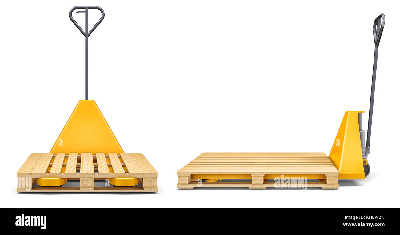 Set of Pallet Jacks on White Background Stock Photo