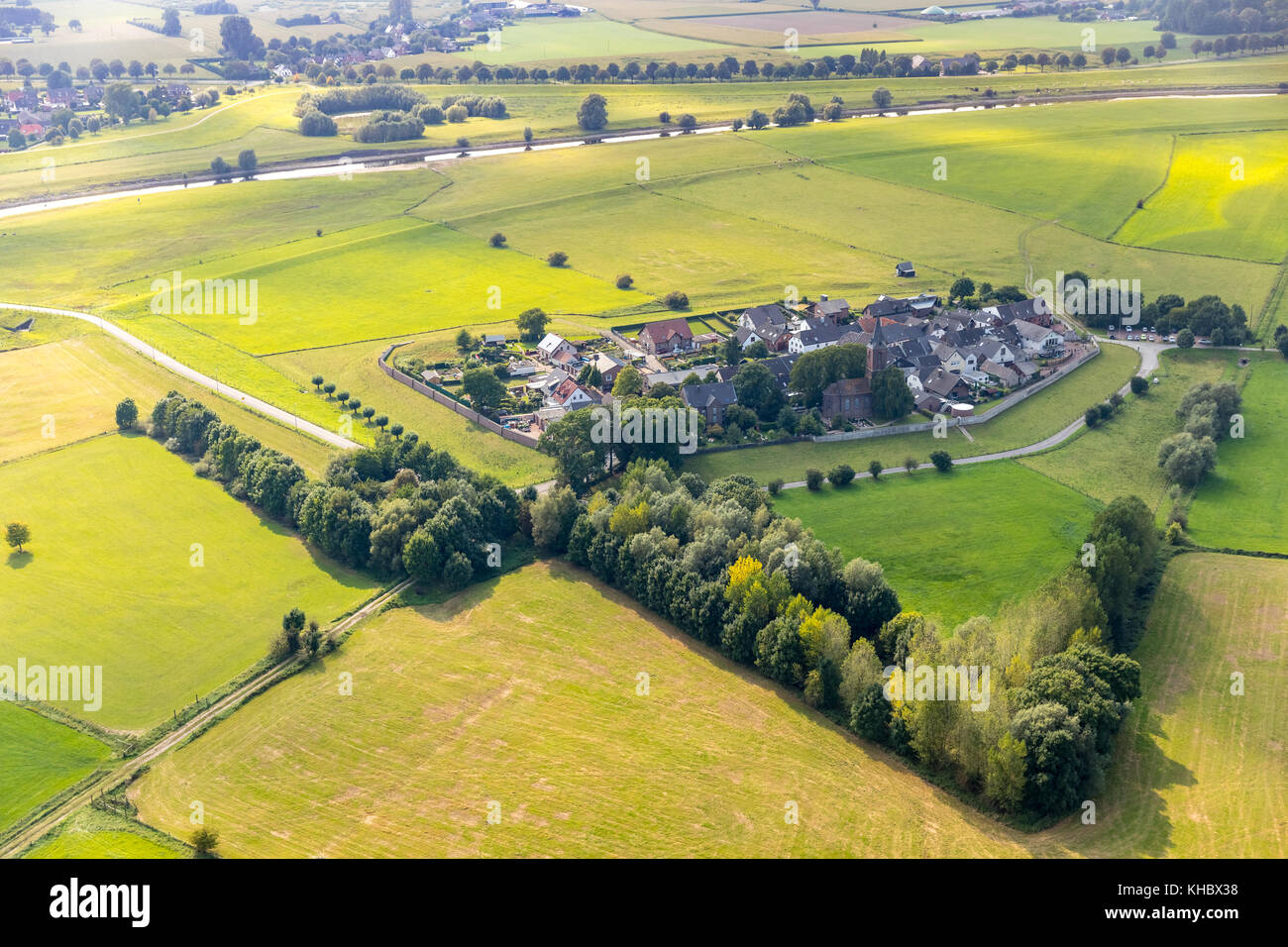 Island location Schenkenschanz, protective walls, flood area of the Kleve-Salmorth nature reserve, Kleve, Lower Rhine Stock Photo