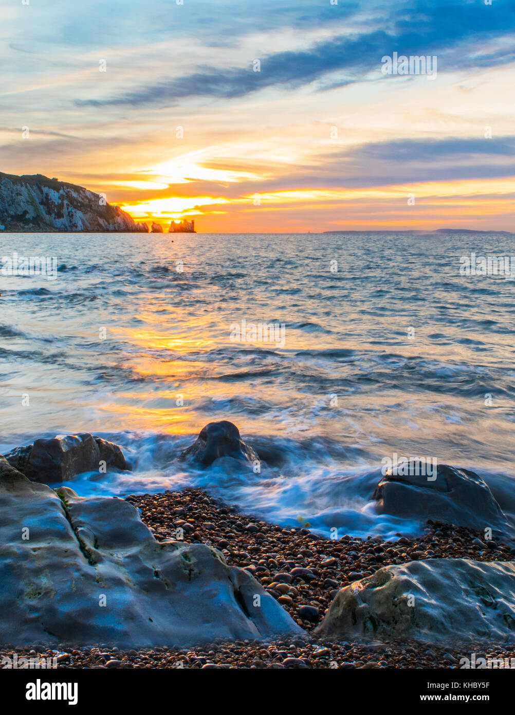 Alum Bay sunset Stock Photo