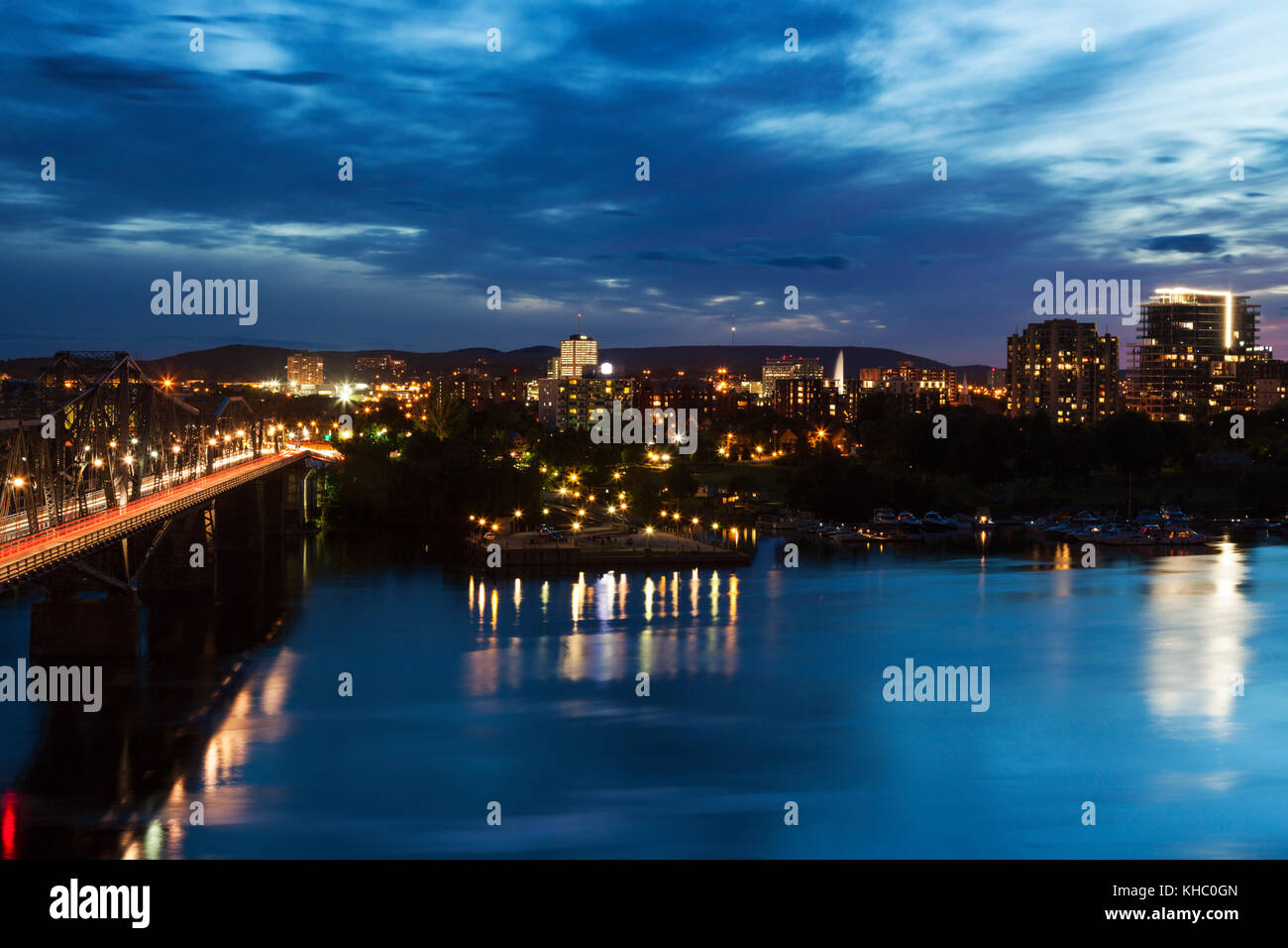 Alexandra Bridge and Gatineau panorama. Gatineau, Quebec, Canada Stock