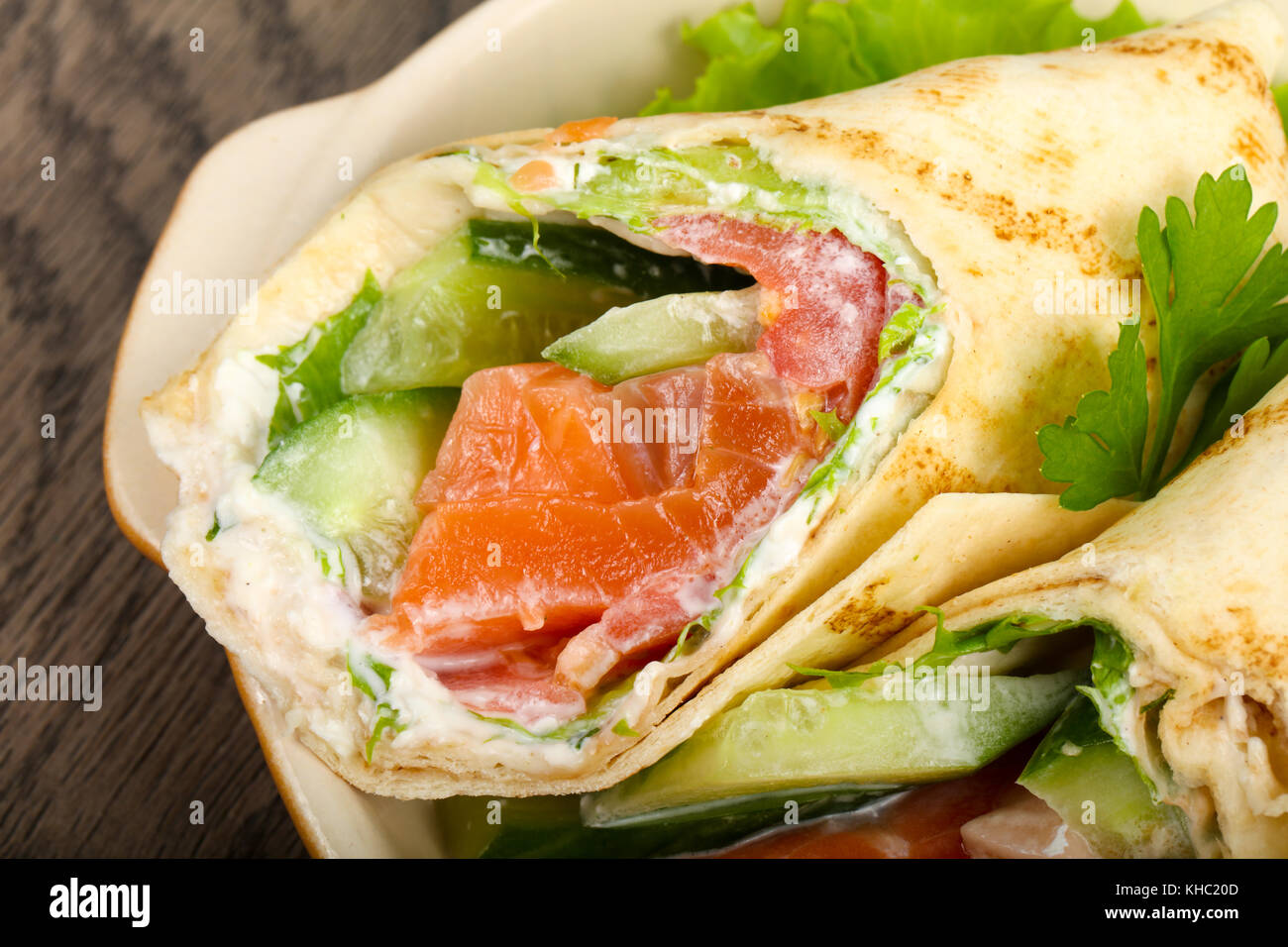 Salmon bread roll with cheese Stock Photo - Alamy