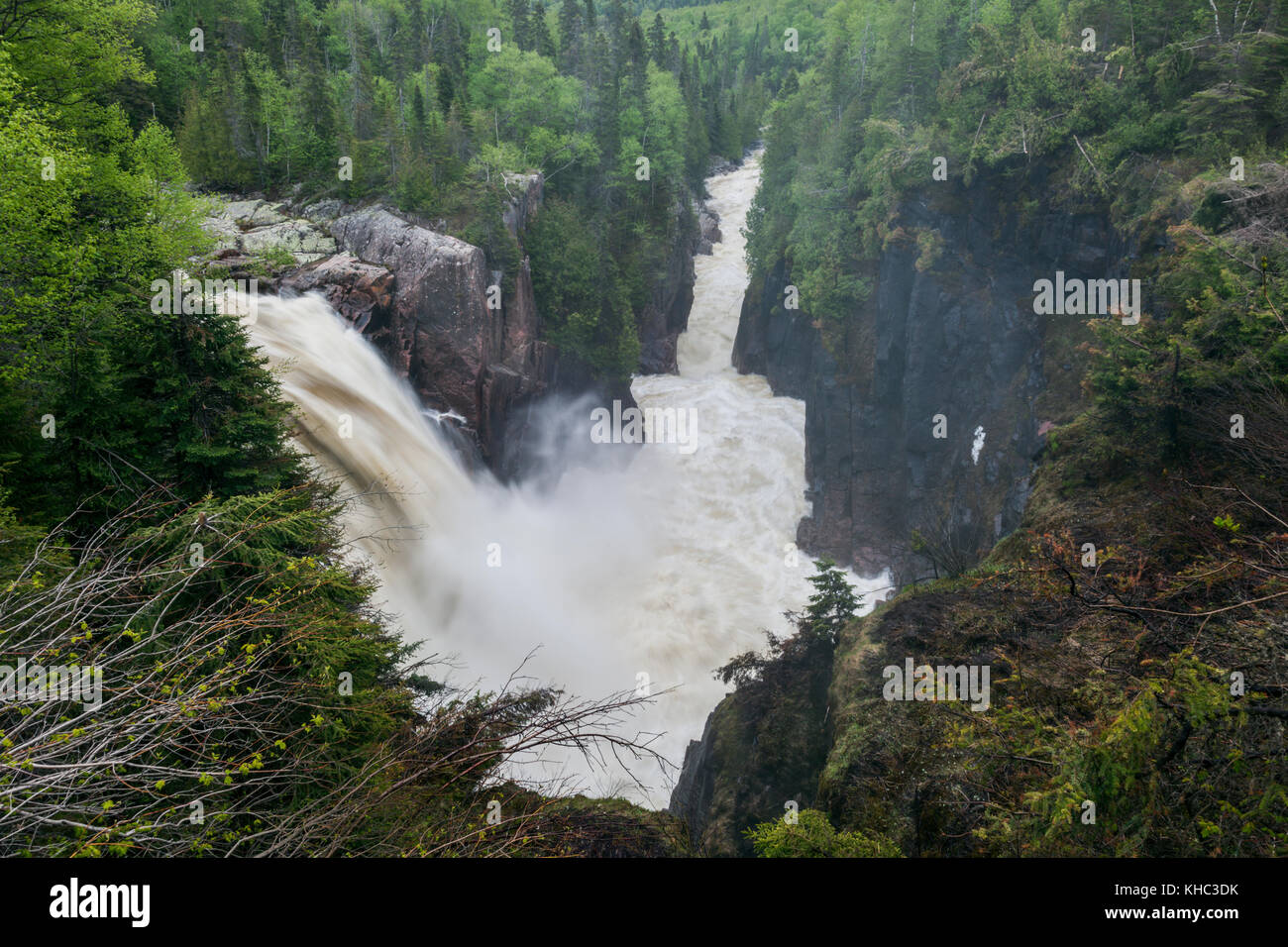 Aguasabon Falls and Gorge. Thunder Bay District, Ontario, Canada. Stock Photo
