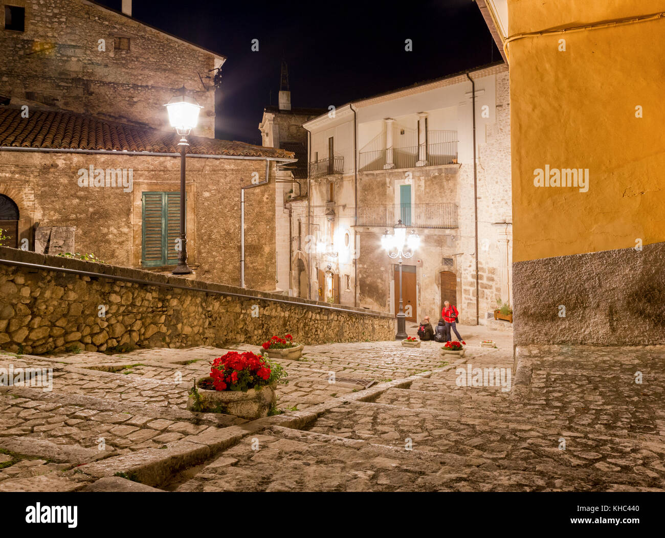 Pacentro (L'Aquila, Italy) Night landscape of the little ancient town