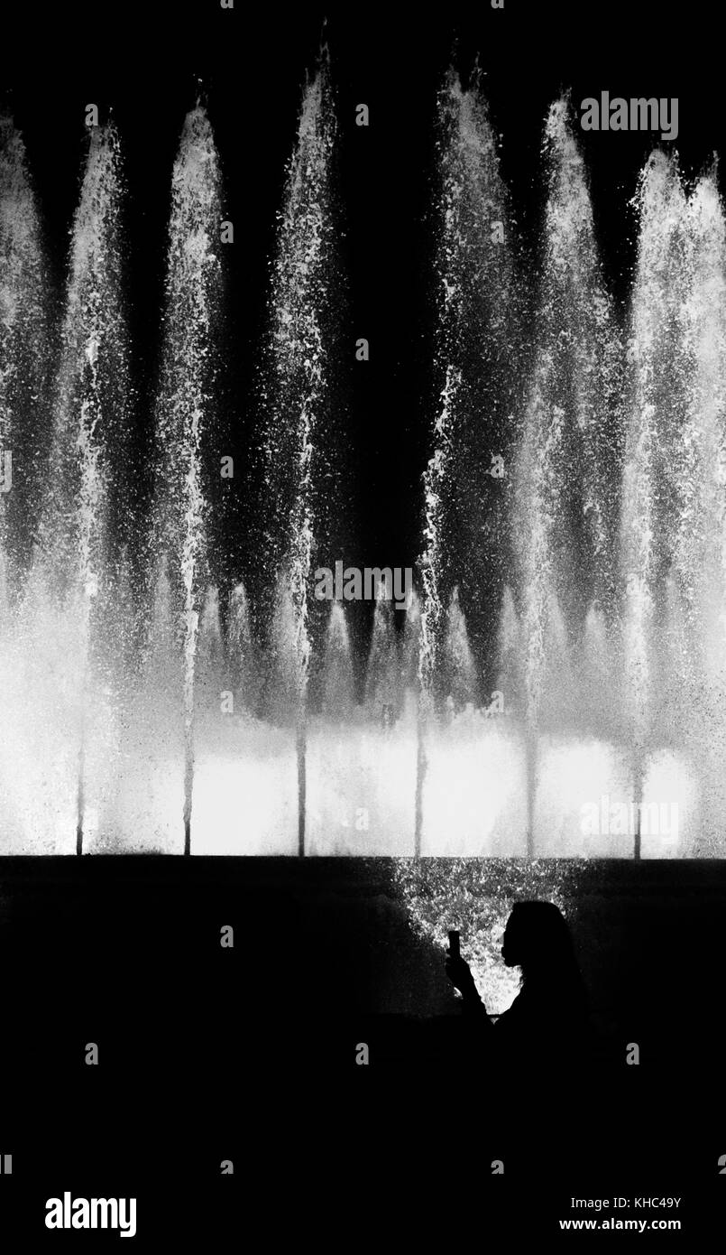 The Magic Fountain of Montjuïc. A fountain display played to light and music, Barcelona, Spain. Stock Photo