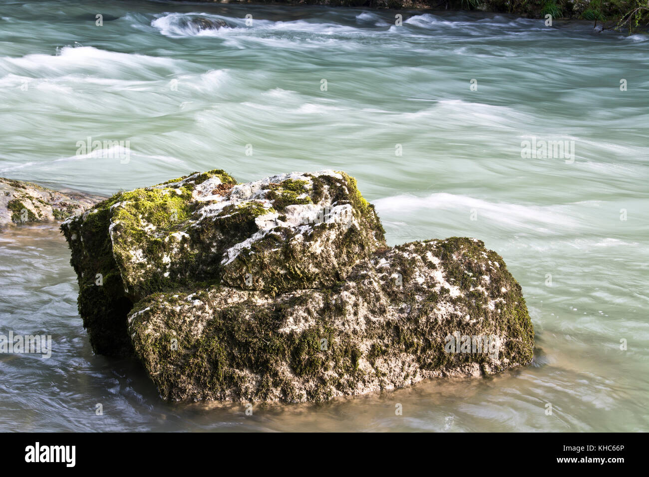 Basel Rocks rock in river *** Local Caption *** switzerland, baselland, rock, river ...
