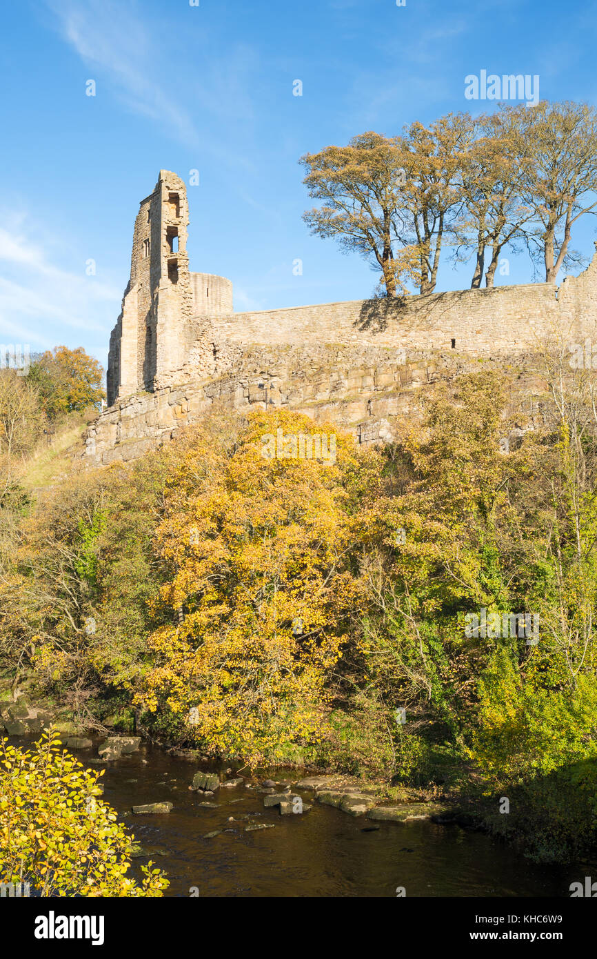 Remains of the town walls and castle, Barnard Castle, Co. Durham, England, UK Stock Photo
