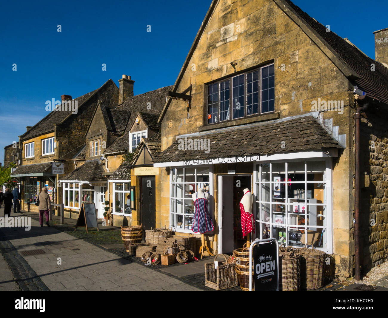 Shops in High Street Broadway Worcestershire England UK a quaint