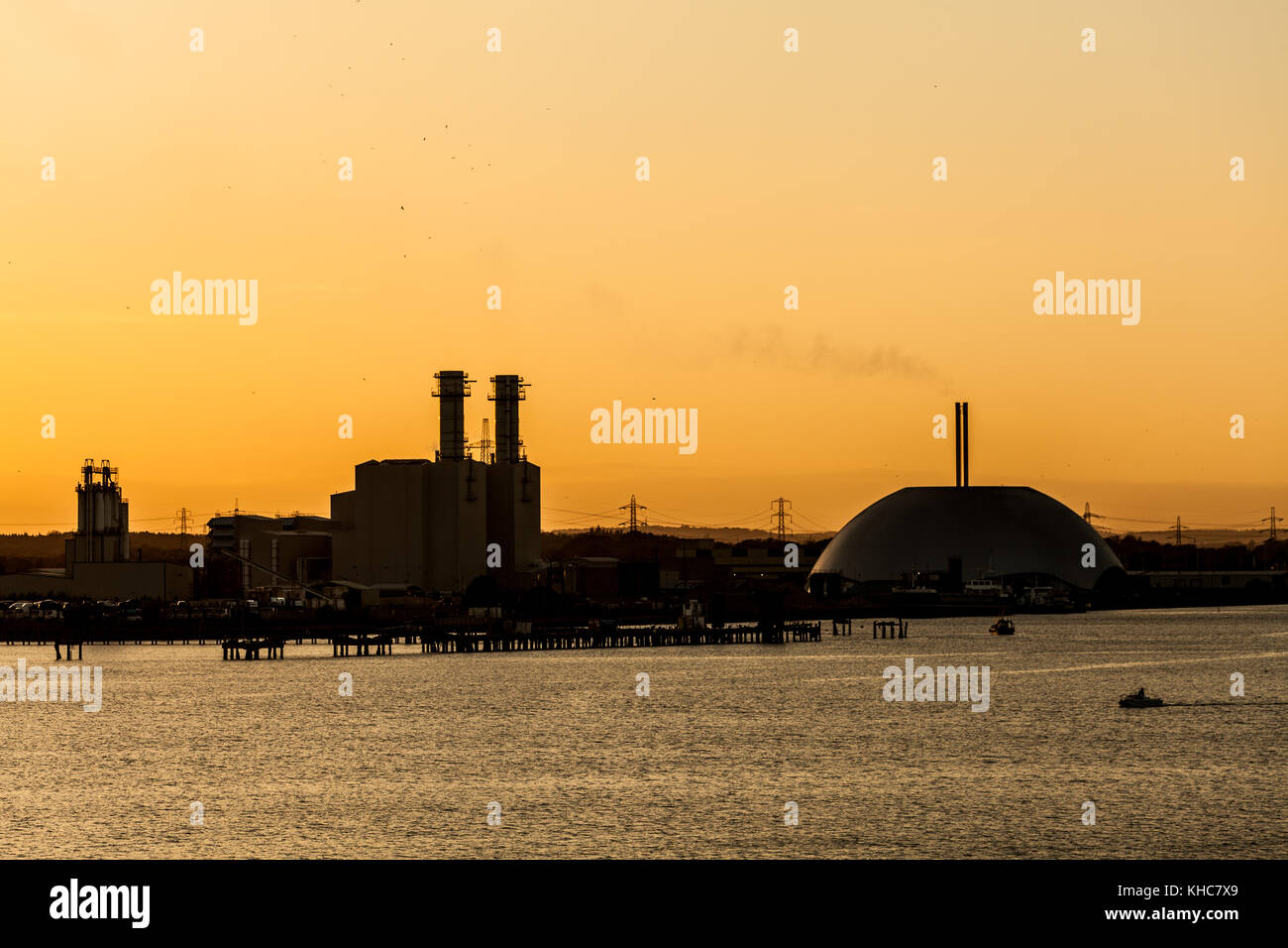 Commercial dock in the sunset Stock Photo Alamy