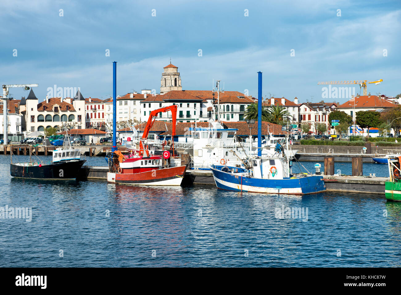 a Fishing harbor of St Jean de Luz in the Basque Country, France Stock Photo
