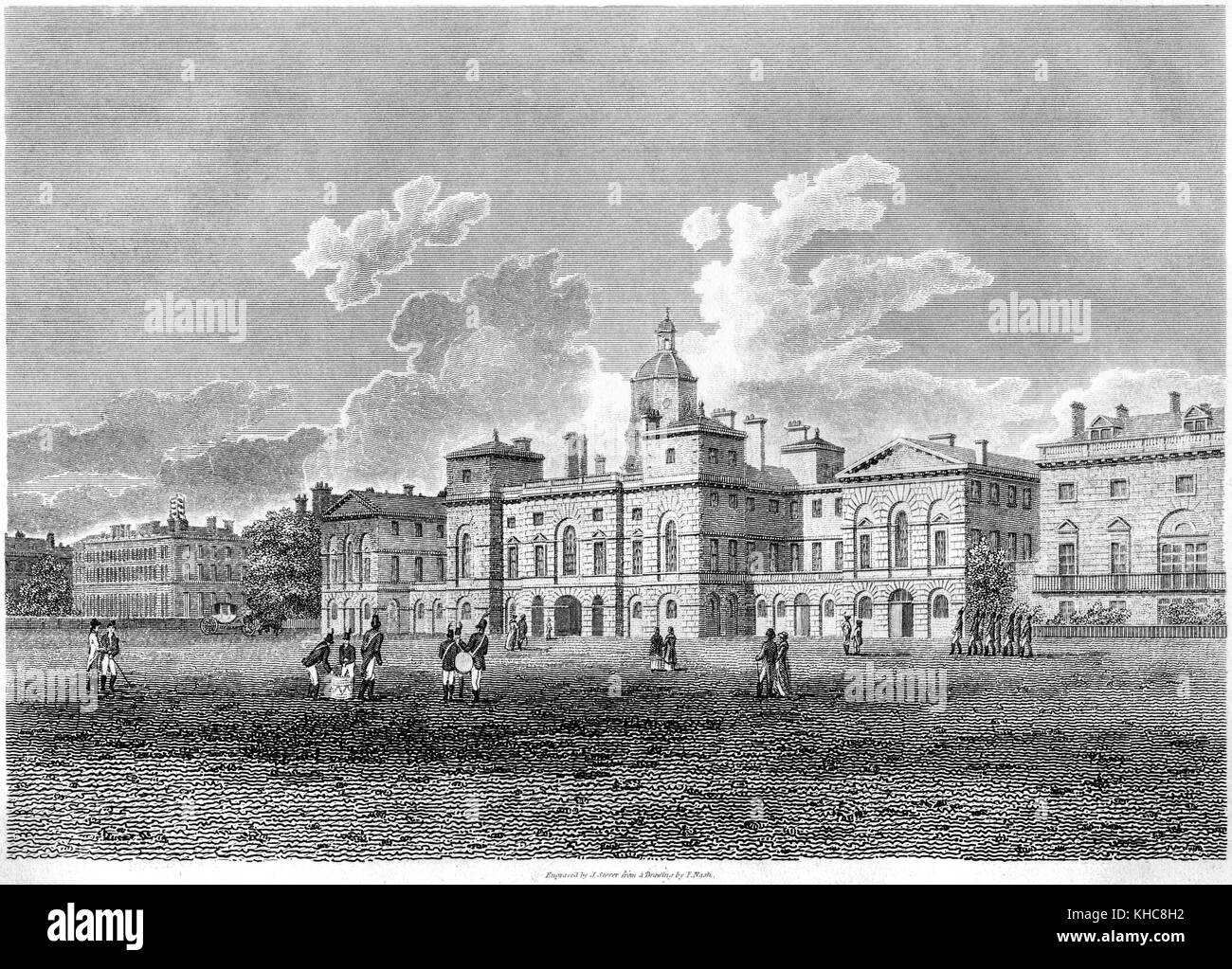 An engraving of The Admiralty and Horse Guards, Westminster scanned at high resolution from a book printed in 1819. Believed copyright free. Stock Photo