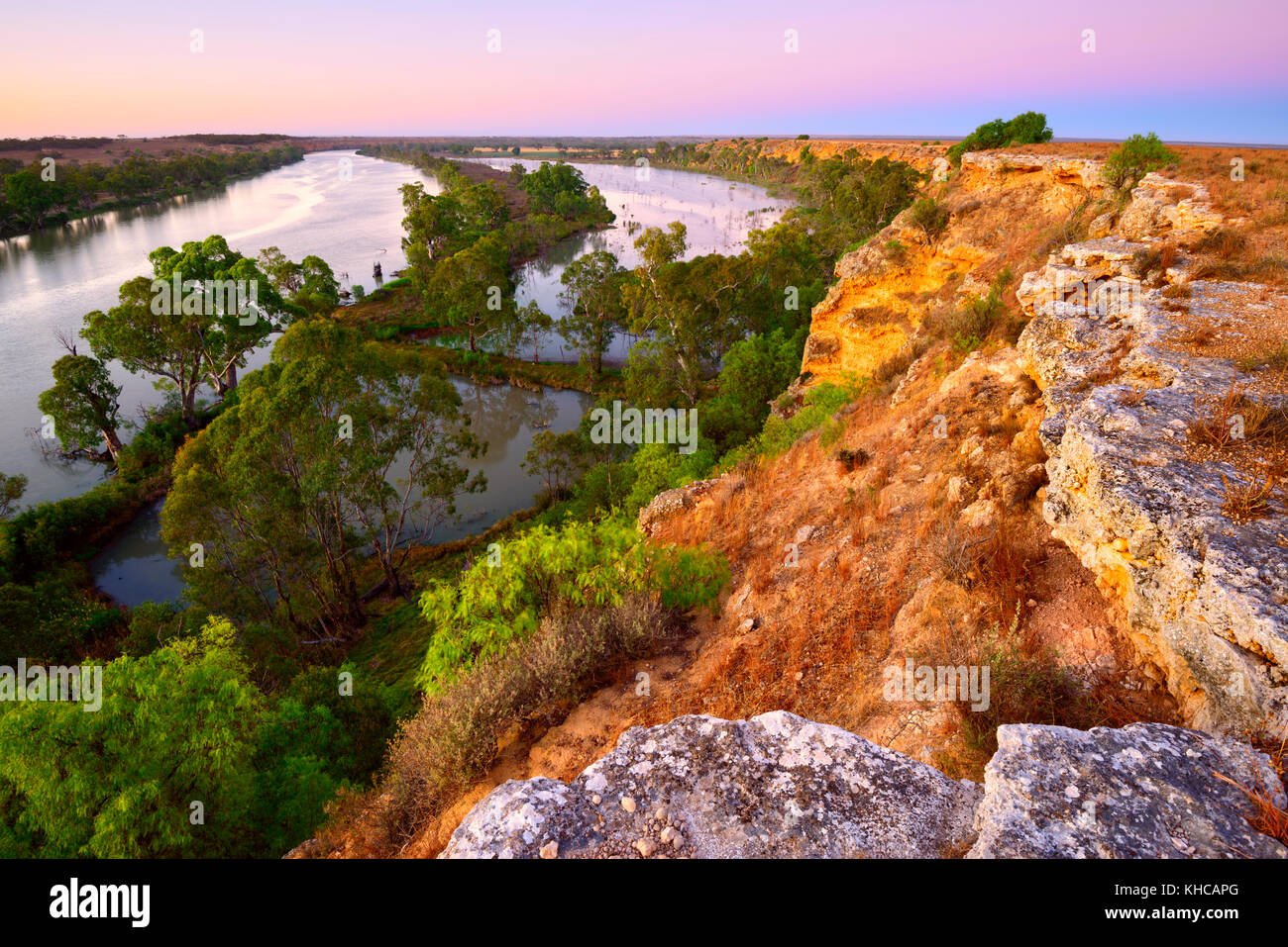 Beautiful sunrise on the Murray River at Big Bend near Swan Reach